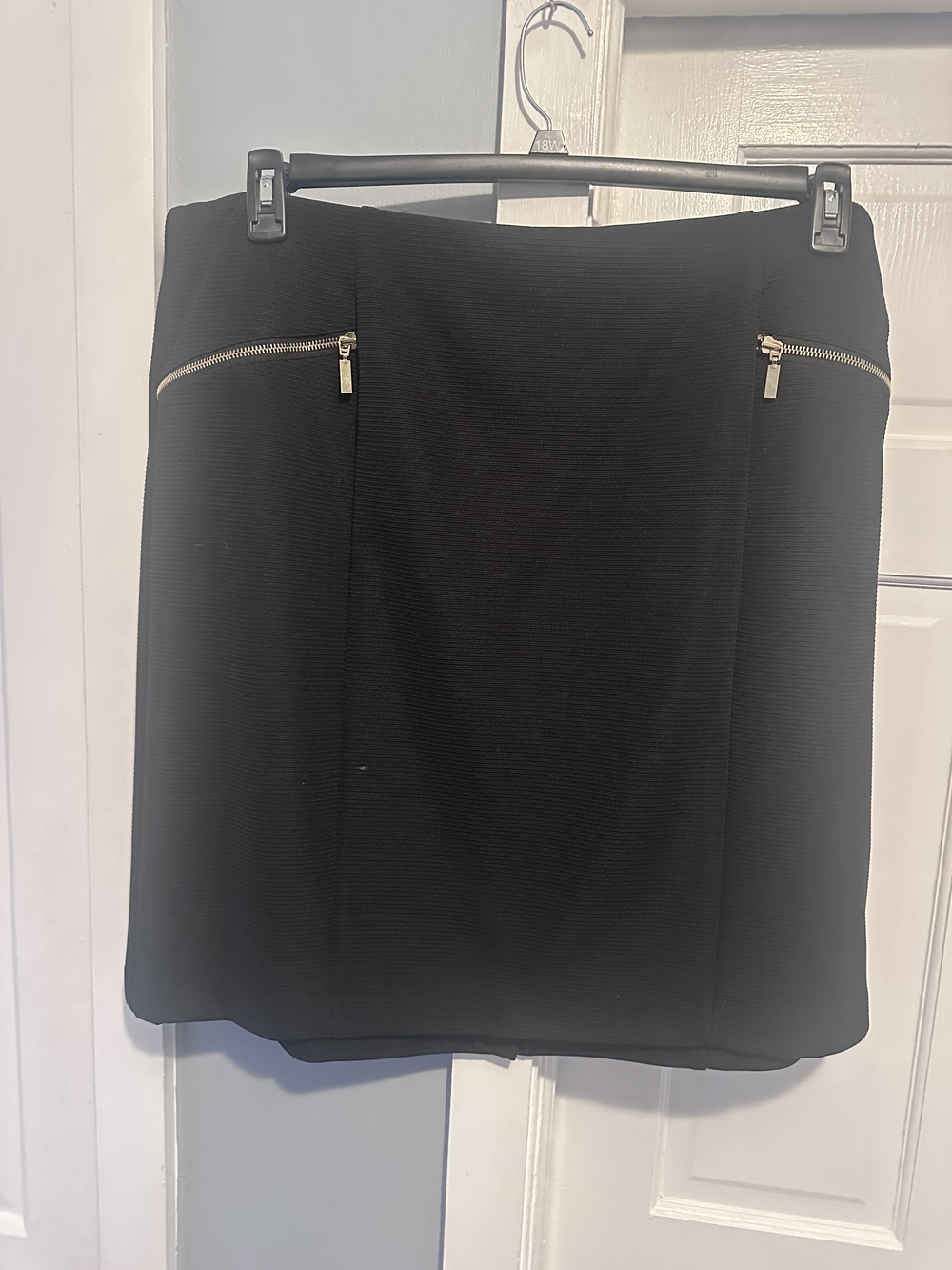 Alfani Black Pencil Ribbed Skirt with Gold Zippers - 20W